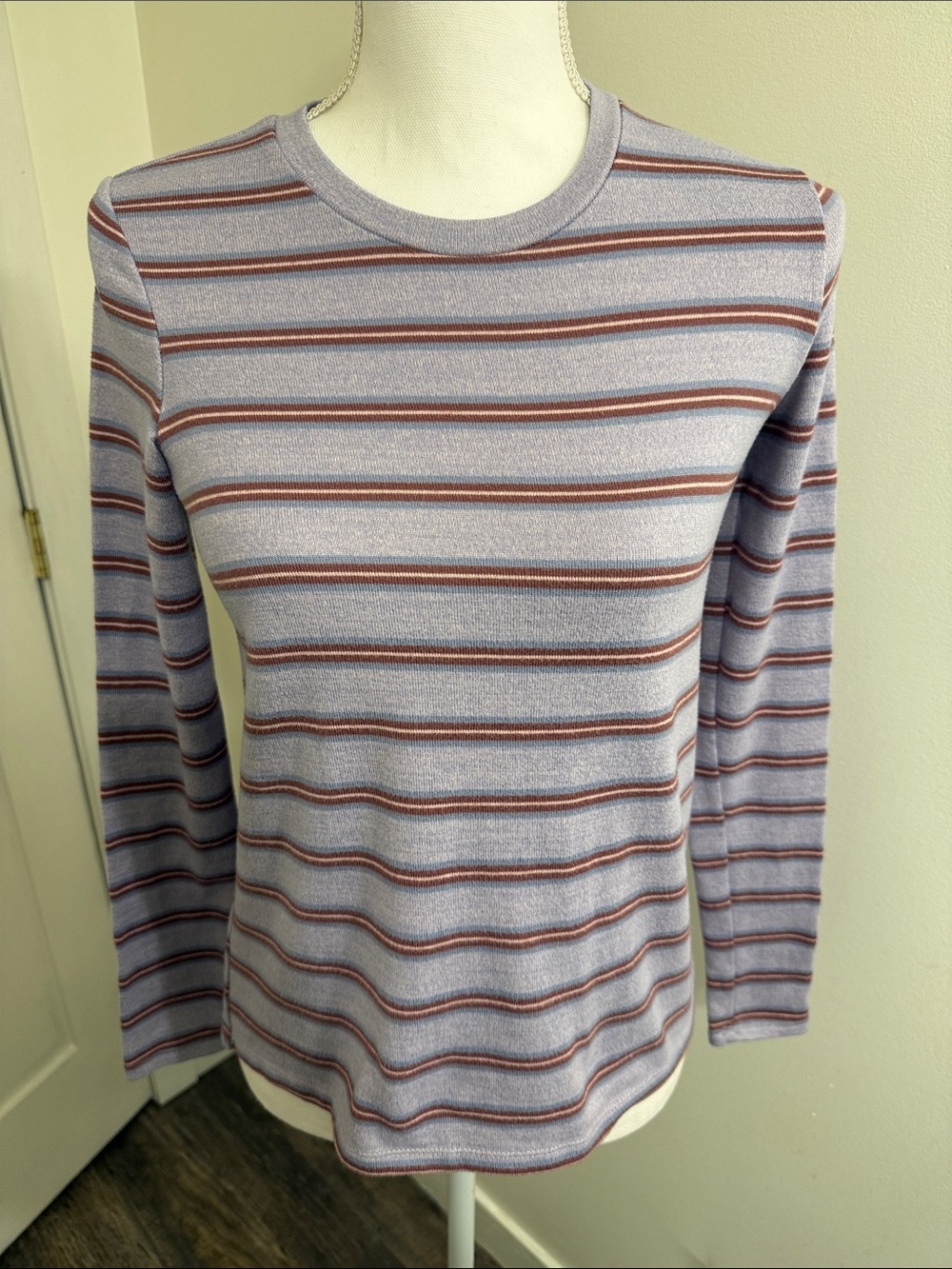 American Eagle Outfitters Purple Striped Long Sleeve Shirt Soft Women’s XXS